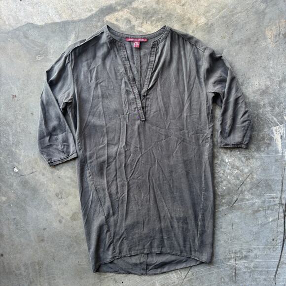 Comptoir Des Cotonniers Shift Dress Women's Small Green 3/4 Sleeve Split Collar - Picture 1 of 12